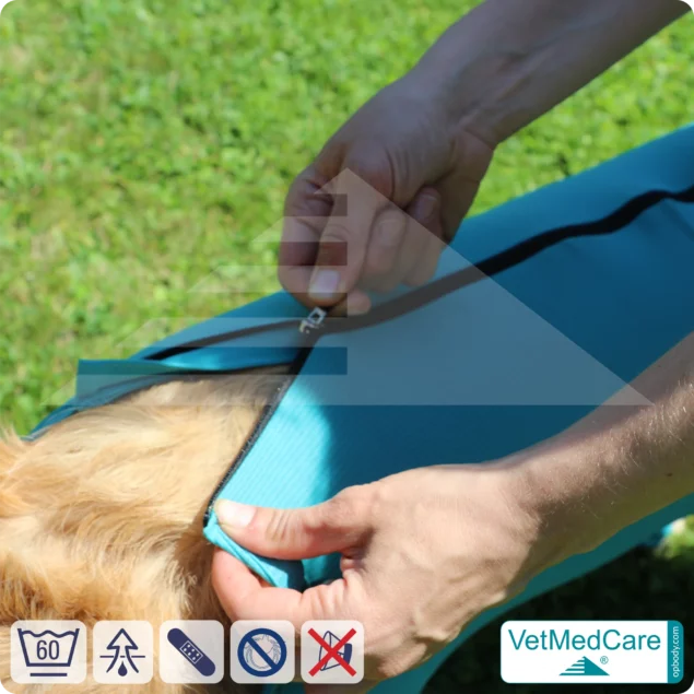 Dog bodysuit pet shirt with legs + zipper | dog full body medical pet coat / jacket / recovery vest | VetMedCare®