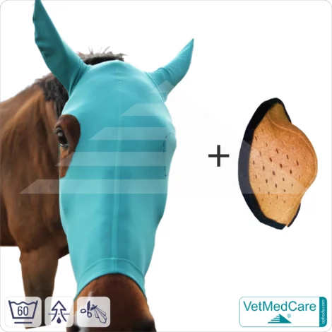SAVING-SET: Horse head mask with adjustable eye spacer without eye cut-out | VetMedCare®